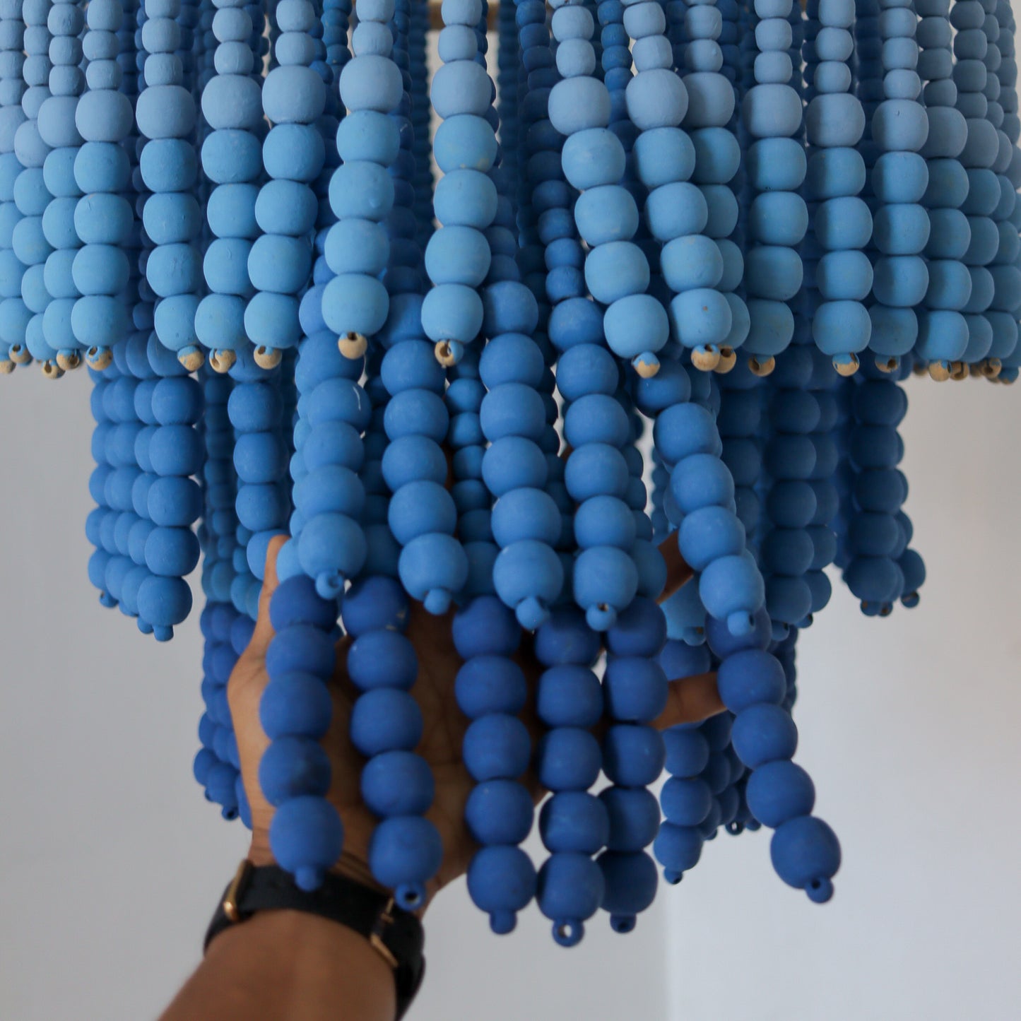 Blue Beaded Chandelier Home Decor