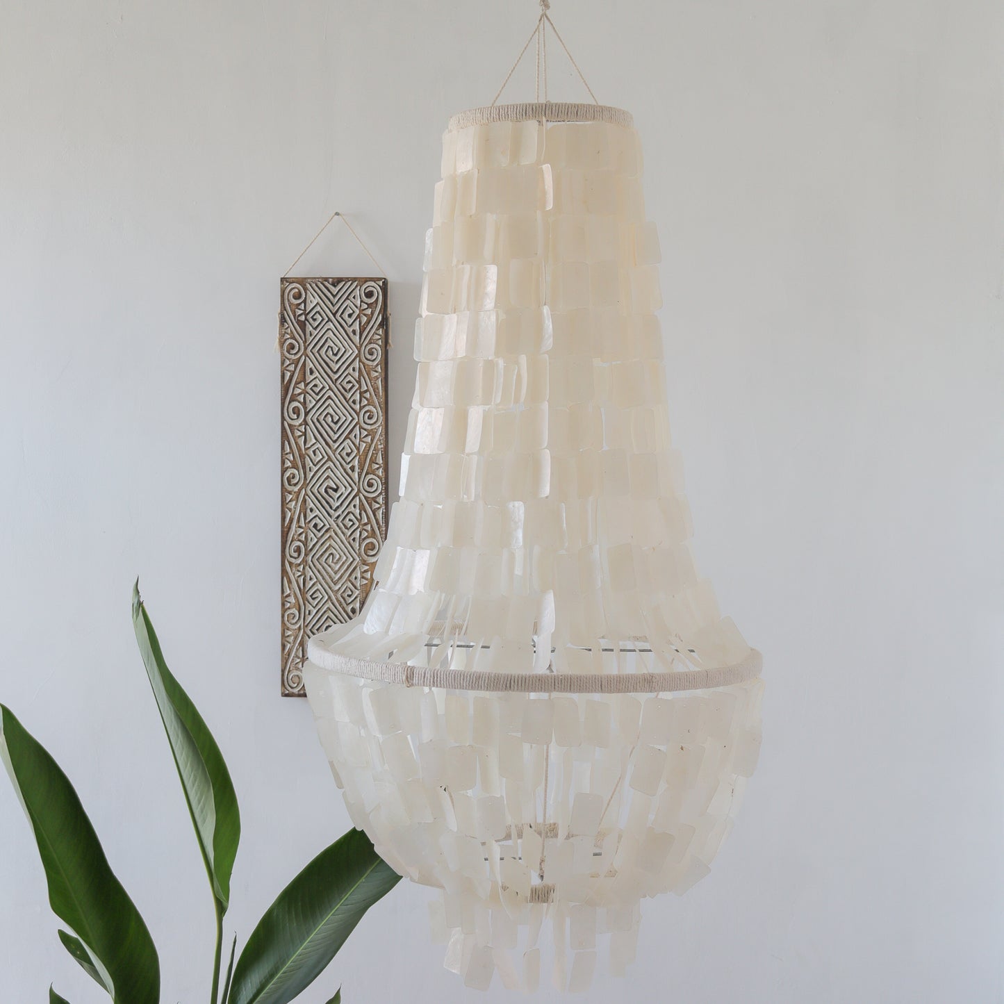 Ceiling light from capiz shell