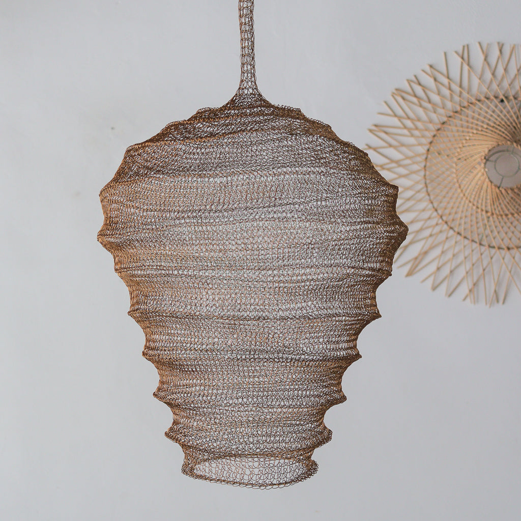 Wire Mesh Pendant Light Lantern Tiga Design Bronze Gold