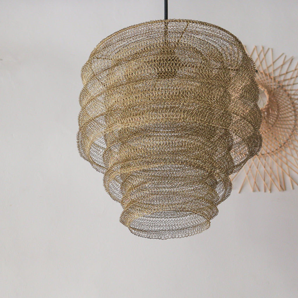 Brass Wire Mesh Chandelier Gold Tiered Siji Design