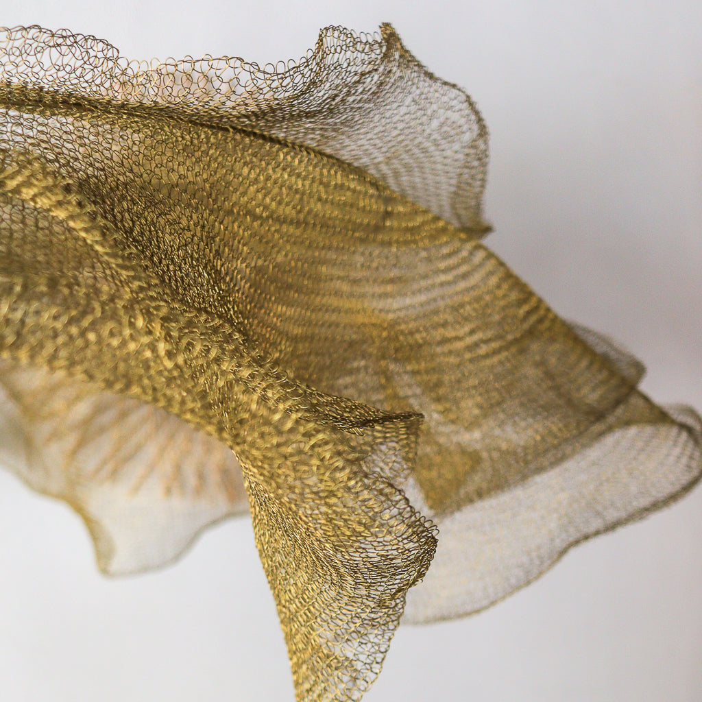 Brass Wire Mesh Pendant Light Bunga Lapis Design