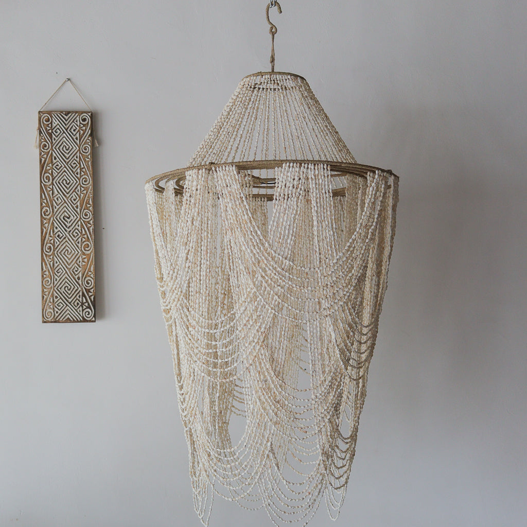 Large Beaded Seashell Chandelier Rumba Design