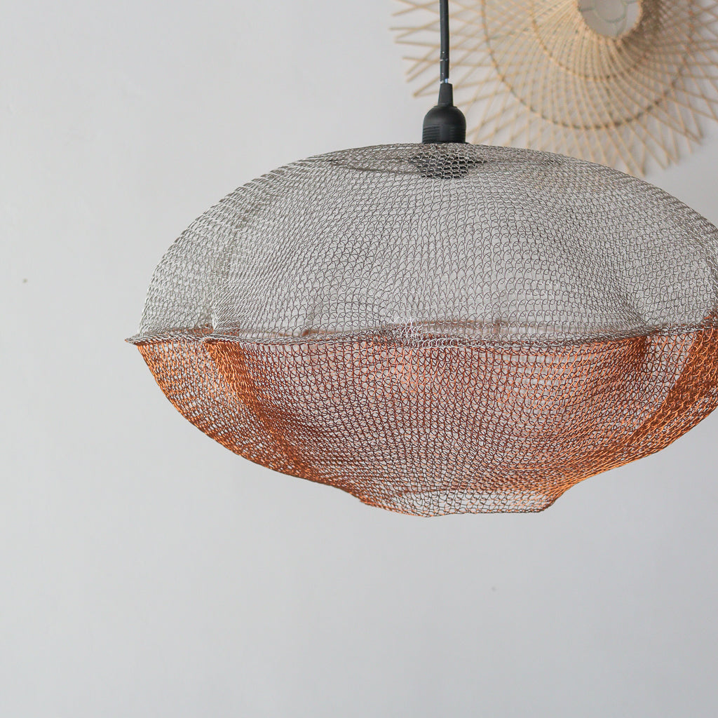 Wire Mesh Pendant Light Stainless and Copper Cloud Design
