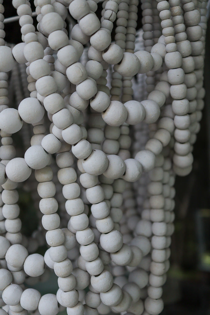 White Wood Beaded Chandelier Classic Design