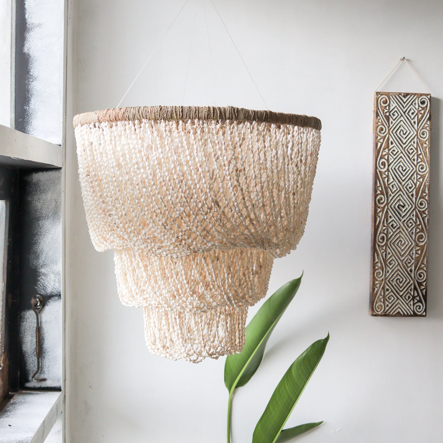 Bead Tiered Sea shell Chandelier