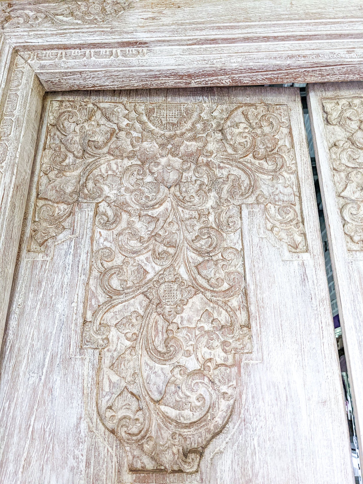 hand carved white door