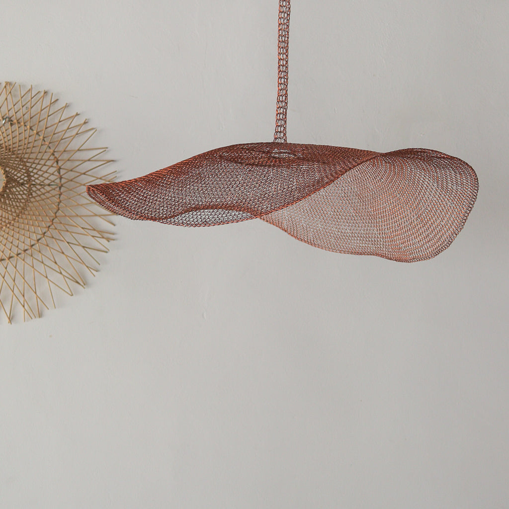 Wire Red Copper Mesh Chandelier Awan Satu Design
