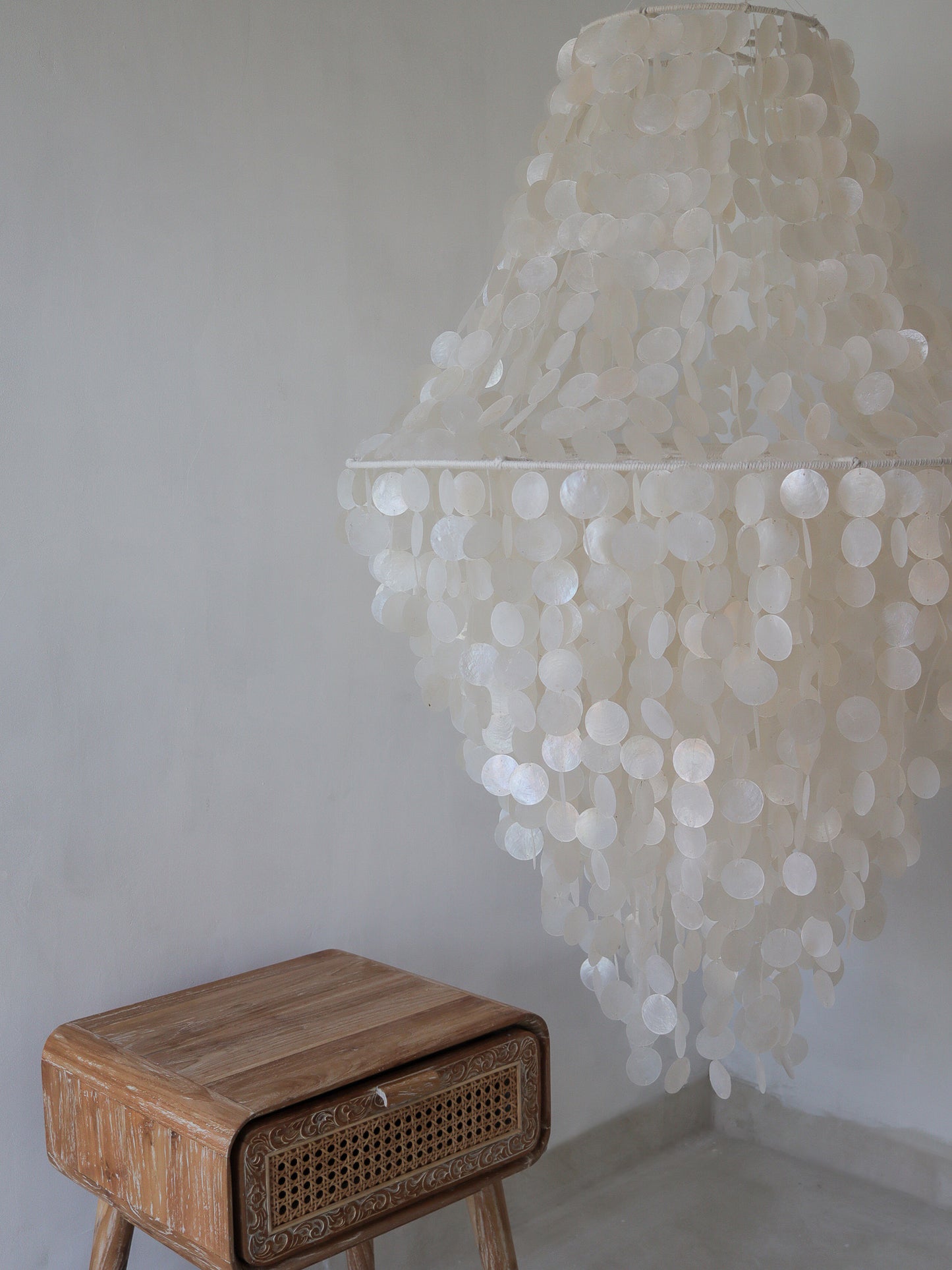 Large Capiz Shell Chandelier Diamond Design