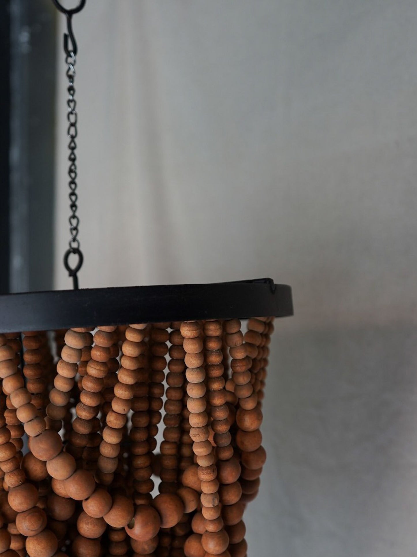 Wooden Beaded Chandelier in Brown