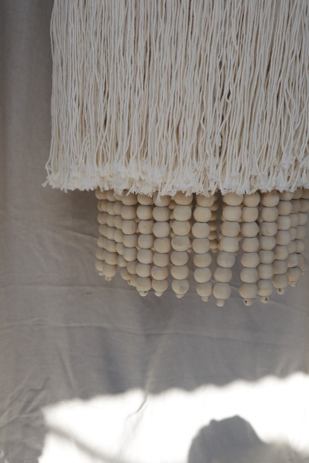 Wood beaded Fringe Chandelier