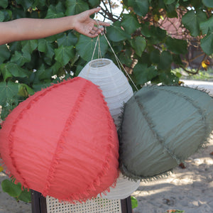 Linen Hanging Lamp, Linen Ceiling Light, Bohemian Linen Chandelier