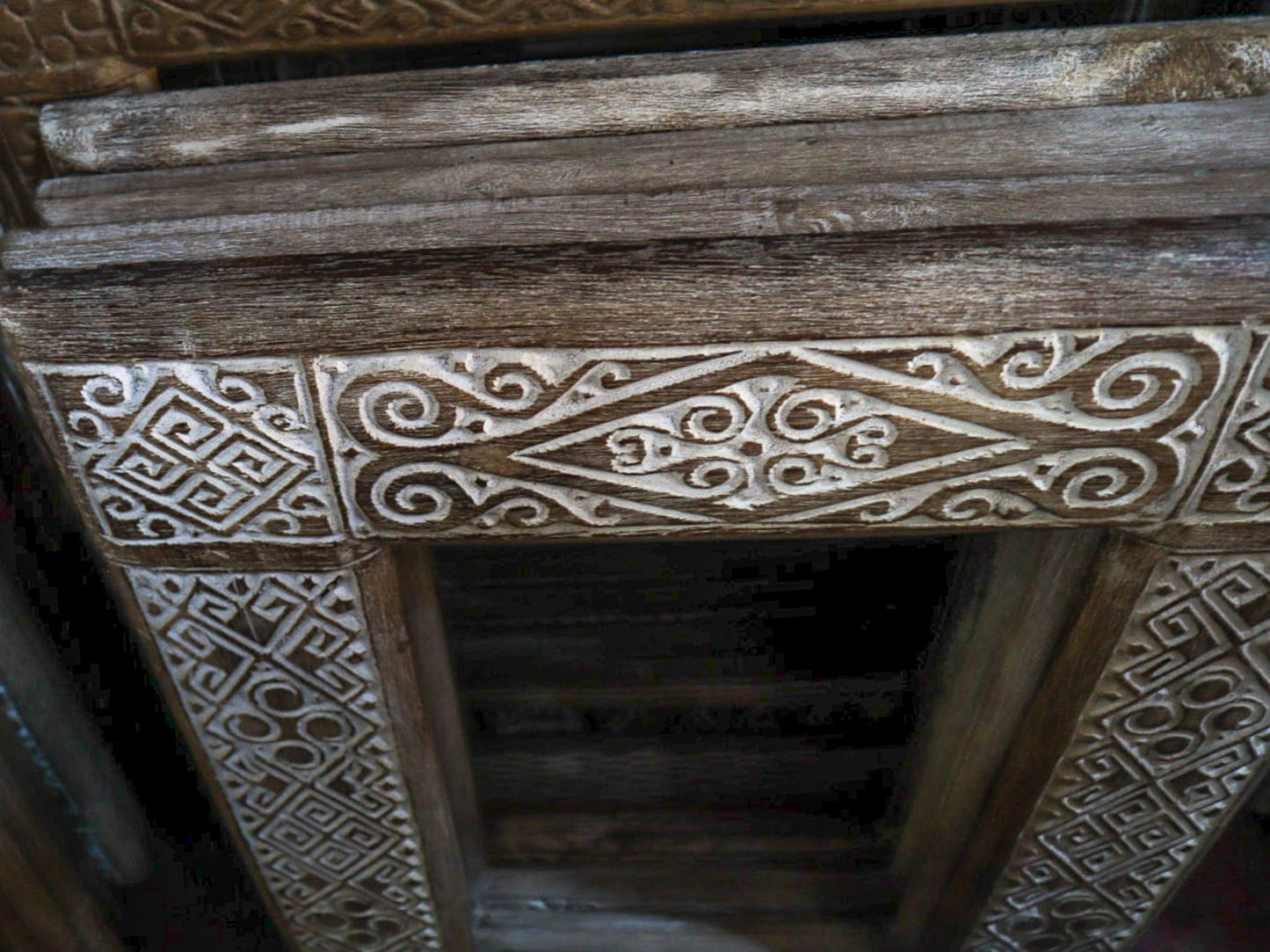 Hand carved Wooden Frame Mirror ethnic motif 80x60 cm