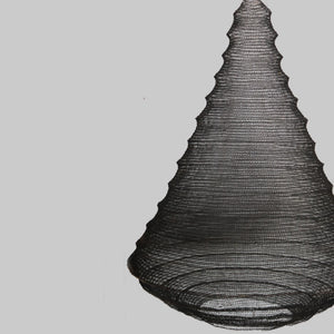 Black iron mesh pendant lamp with teardrop shape, modern minimalist lighting