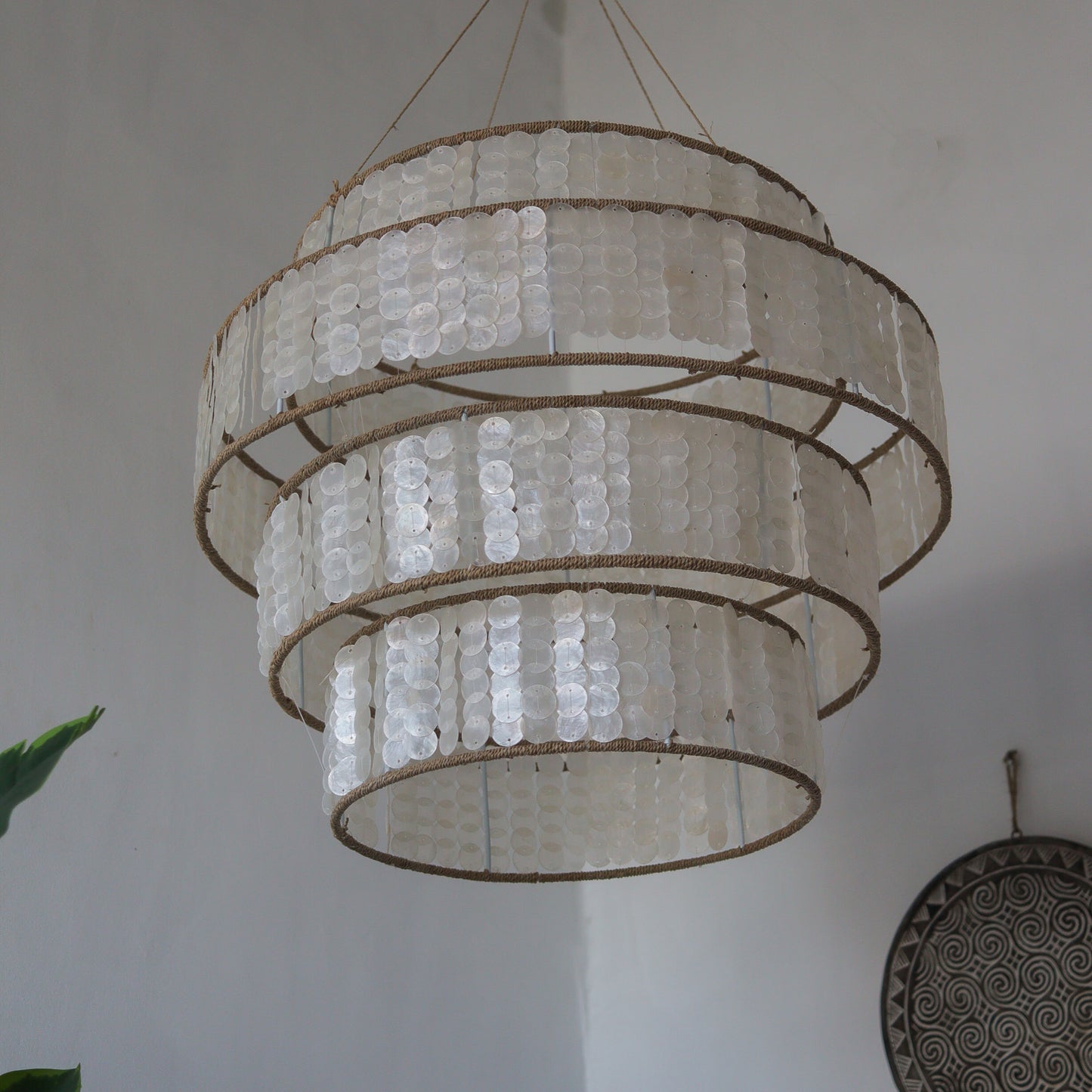 Pearl Capiz Shell Pendant Lamp Foldable Tiered  Design