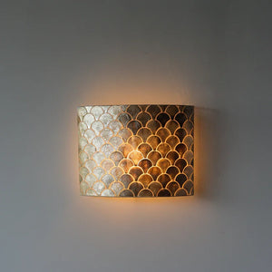 Handmade capiz shell scones lamp