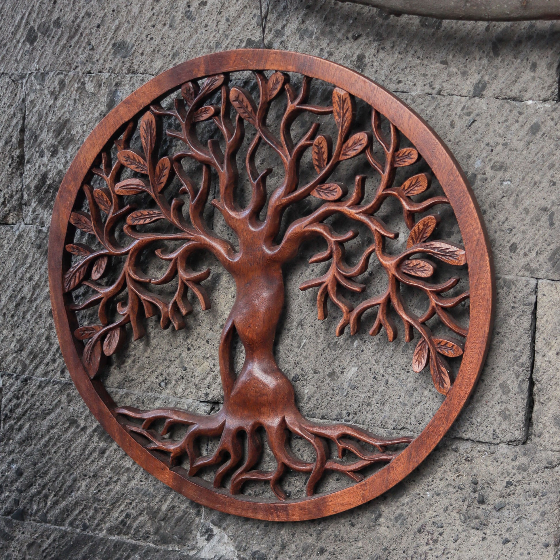 Carved wood wall art