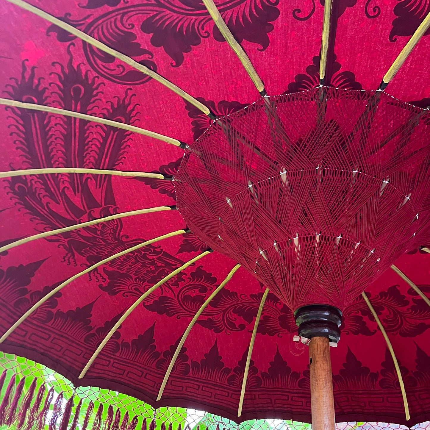 Hand Painted Balinese Parasol in Red