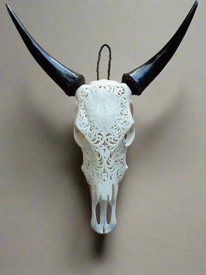 Carved cow Skull Decoration