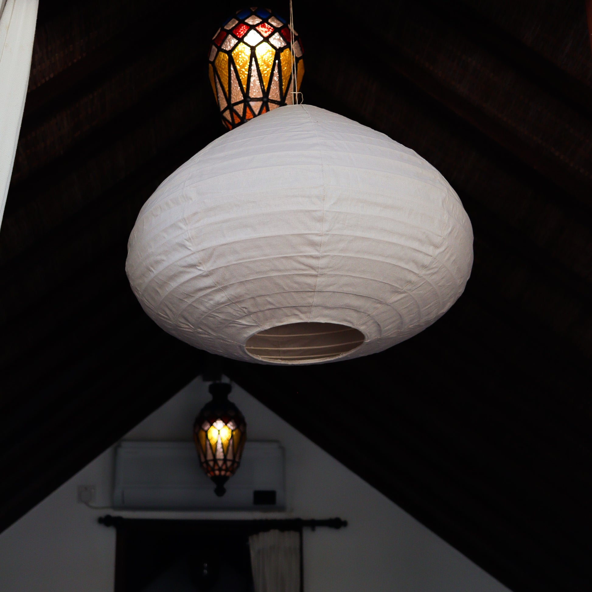 Linen Pendant Light Dome Shape