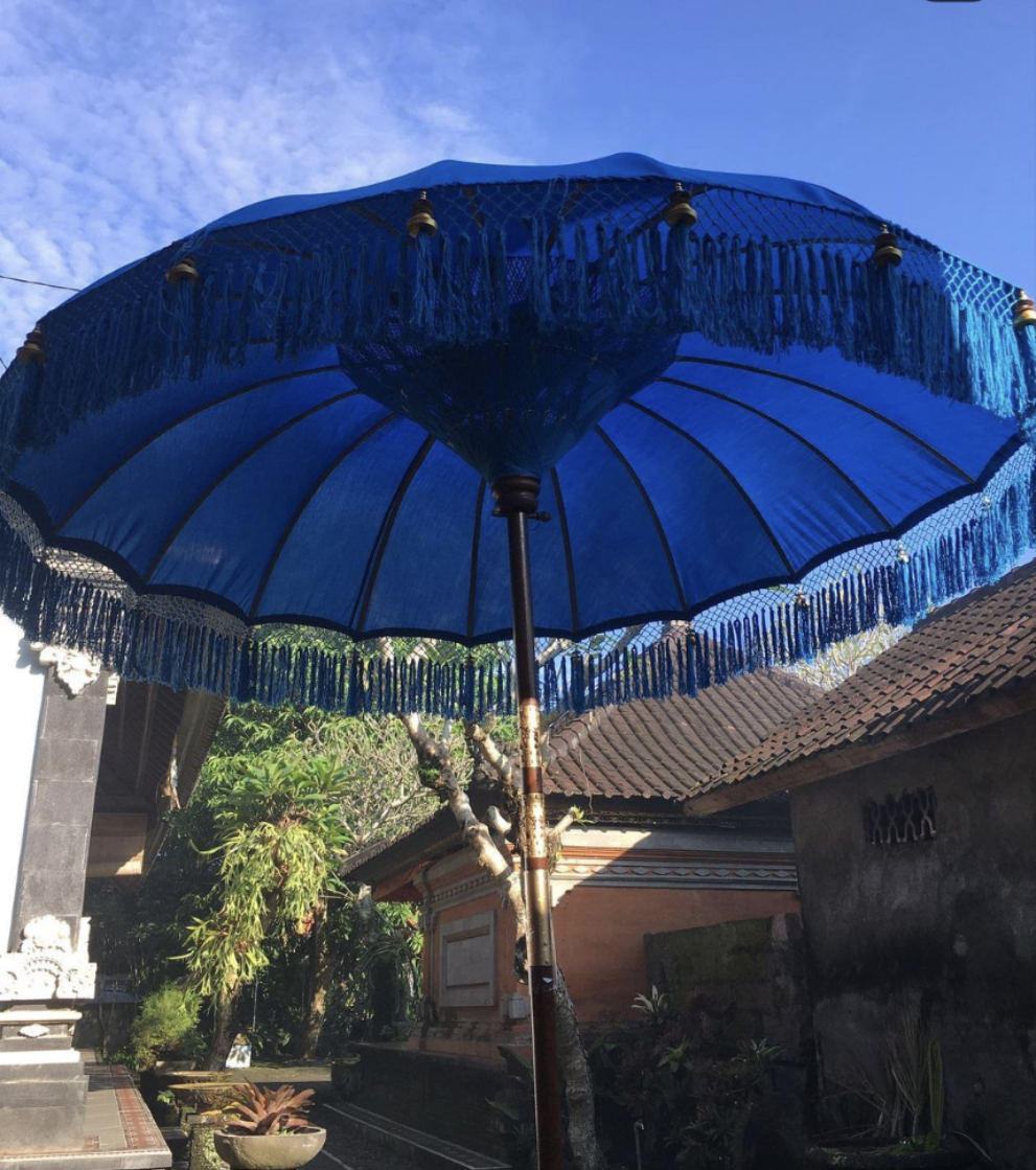 Balinese Parasol Garden Decoration in Blue