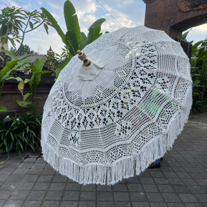 Handmade Macrame Parasol Bali with Flower Motif