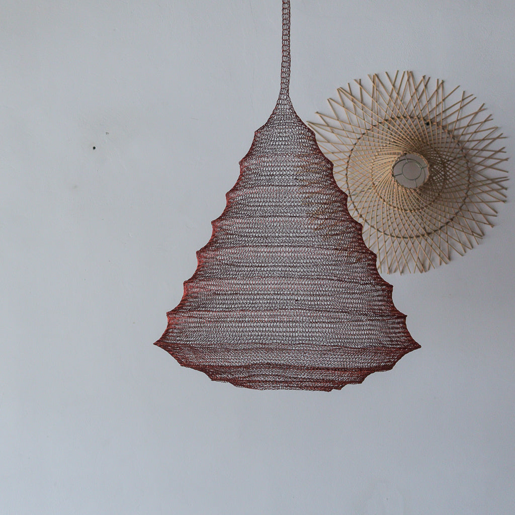 Mesh Chandelier Red Copper Diamond Design