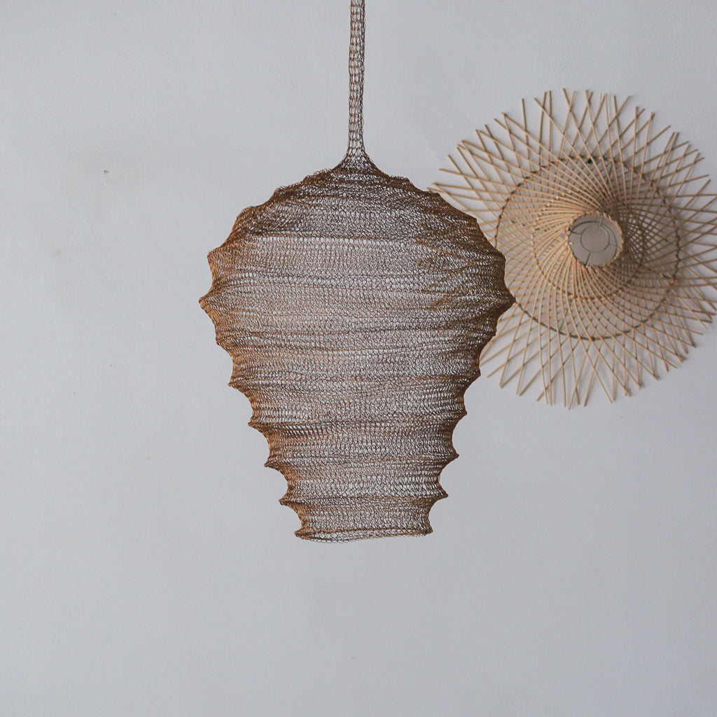 Wire Mesh Pendant Light Lantern Tiga Design Bronze Gold