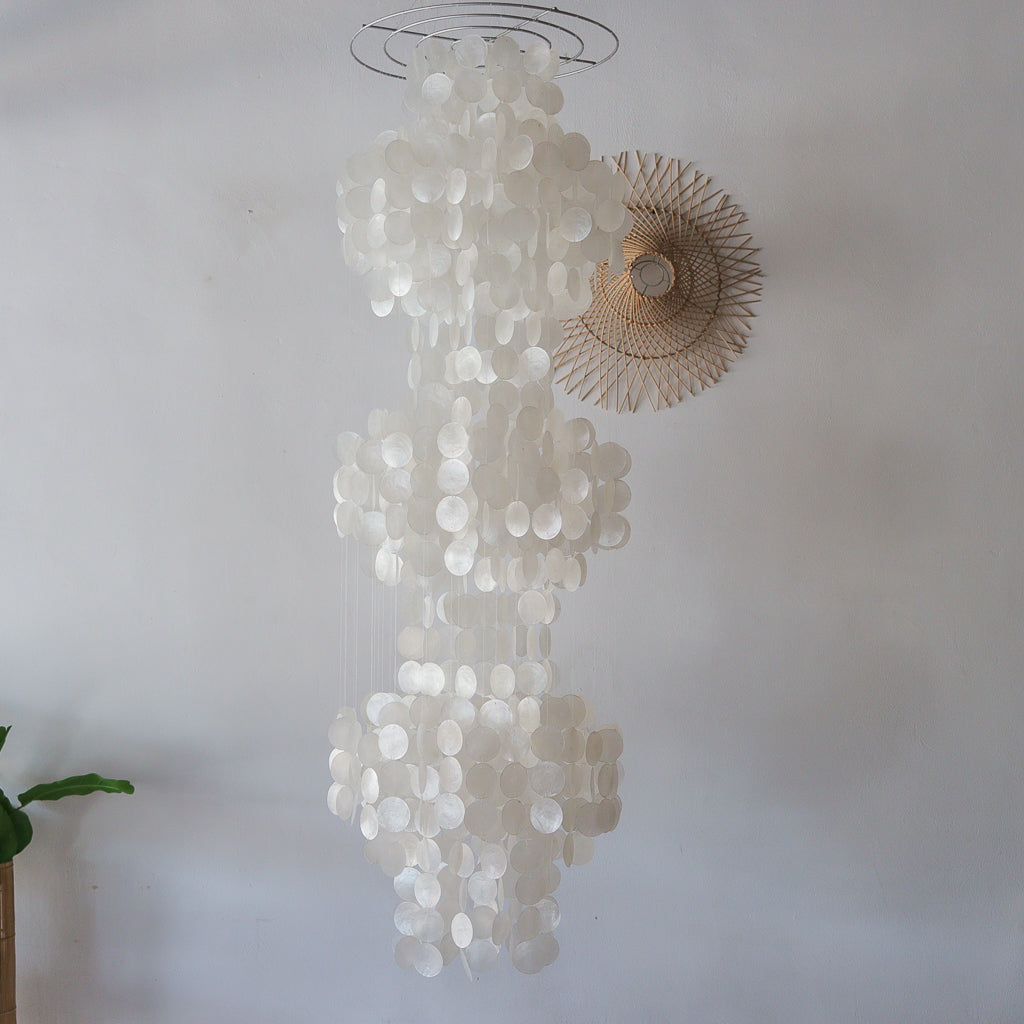 Capiz Shell Chandelier Triple Tear Drop Design