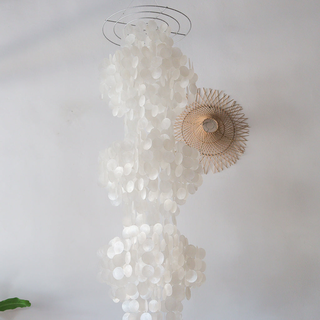 Capiz Shell Chandelier Triple Tear Drop Design