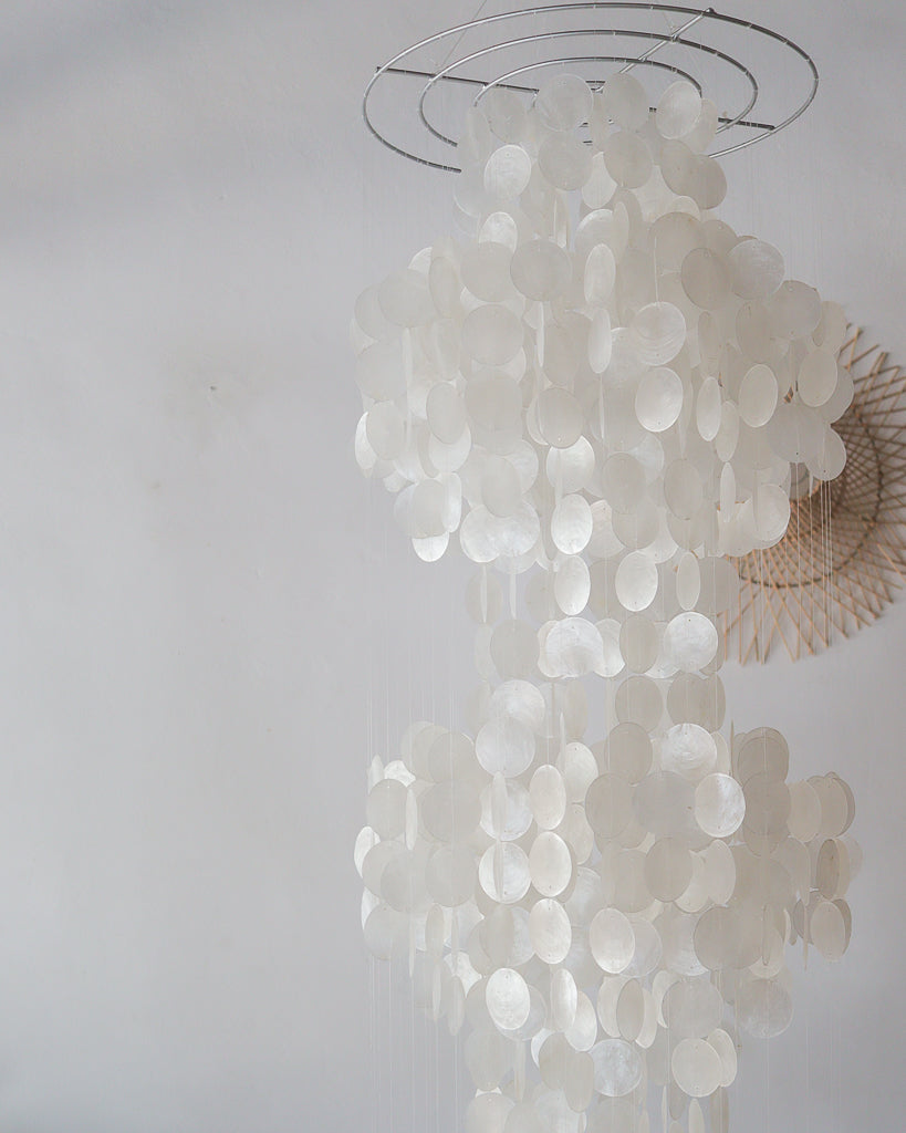 Capiz Shell Chandelier Triple Tear Drop Design