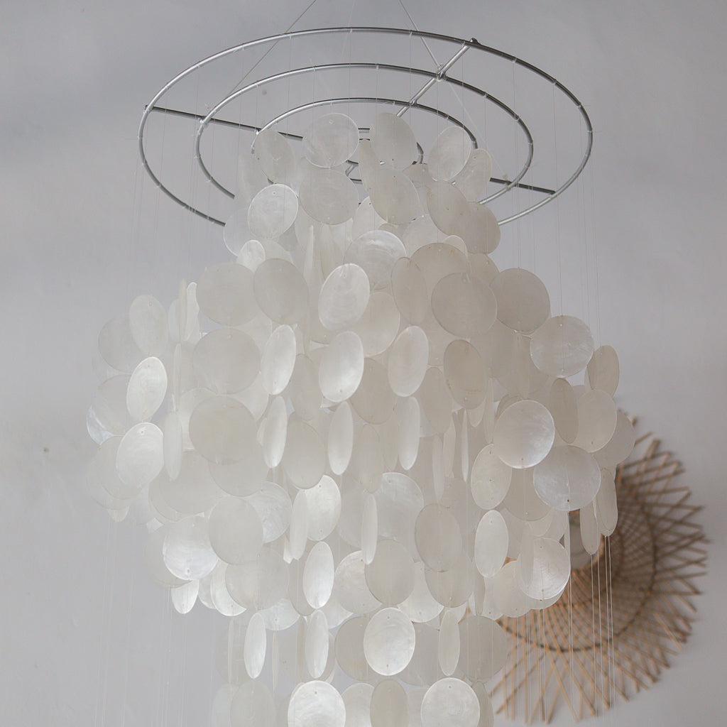 Capiz Shell Chandelier Triple Tear Drop Design