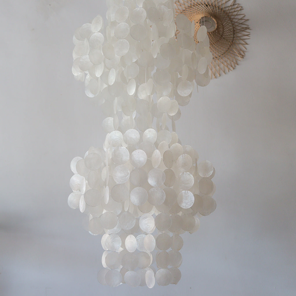 Capiz Shell Chandelier Triple Tear Drop Design