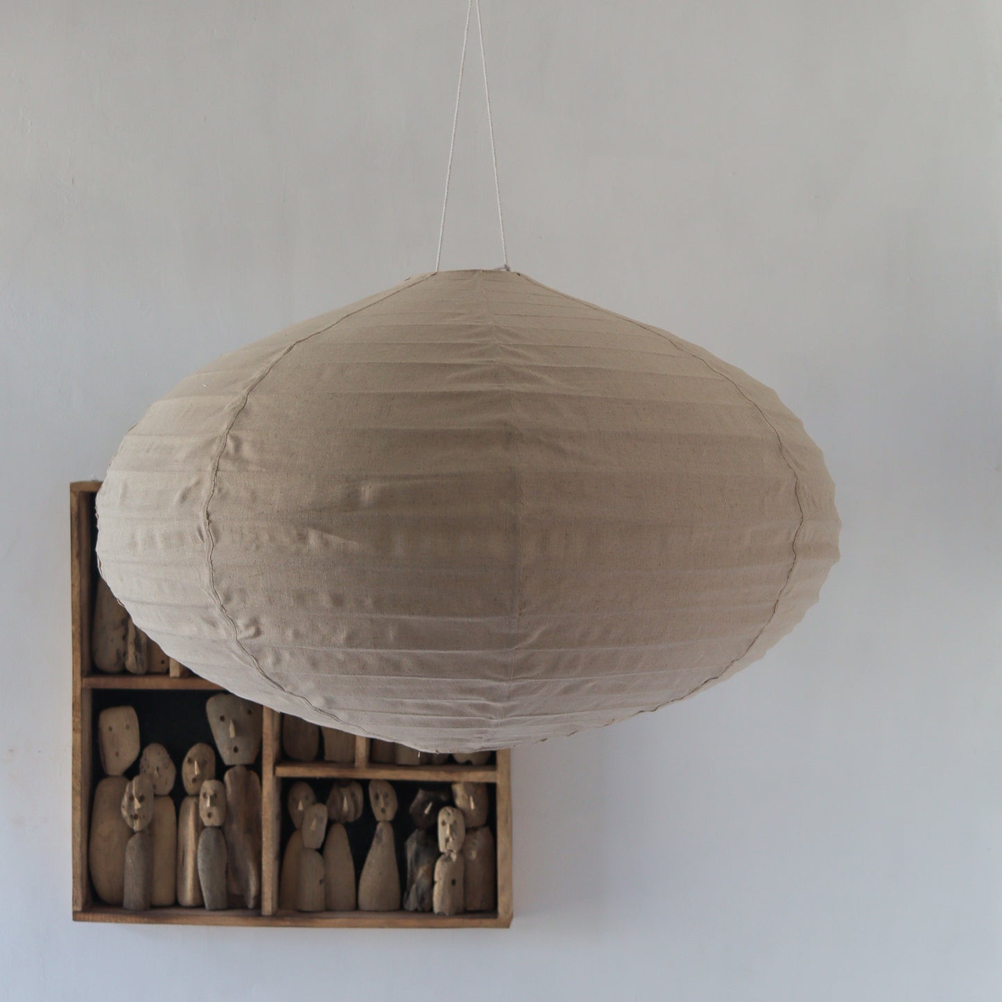 Linen Hanging Lamp Oval Shape