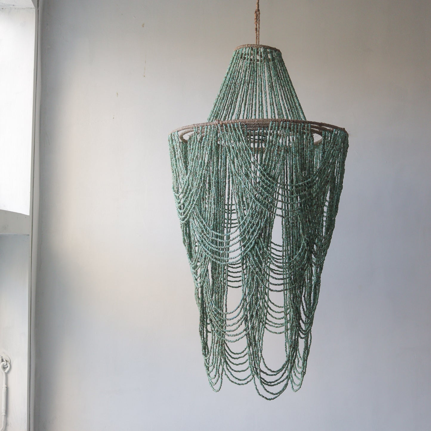 Blue Beaded Glass Chandelier