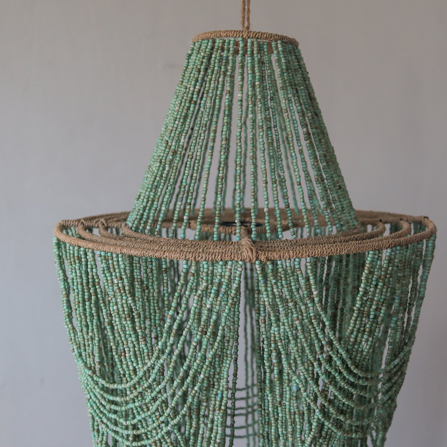 Blue Beaded Glass Chandelier