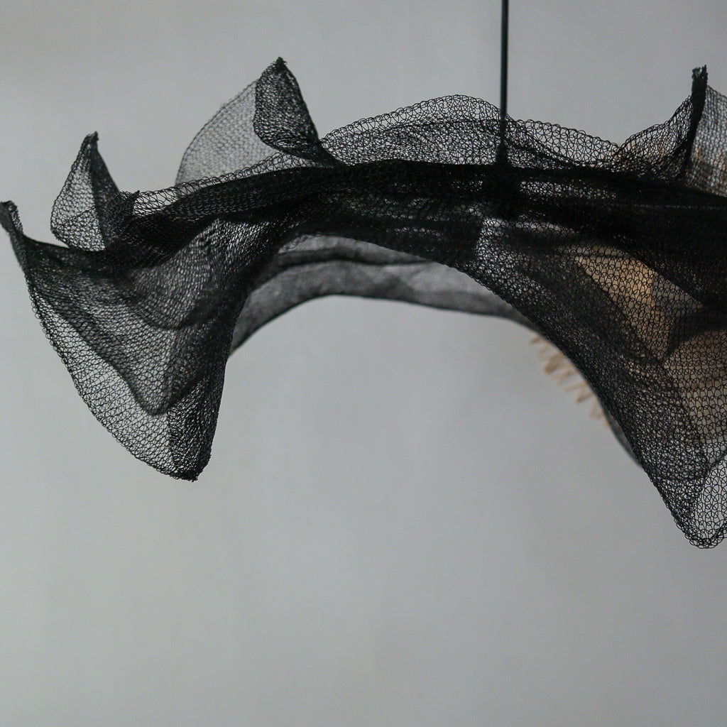 Large Black Wire Mesh Pendant Light Bunga Lapis Design