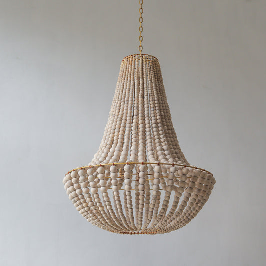 Beaded Chandelier White Wash