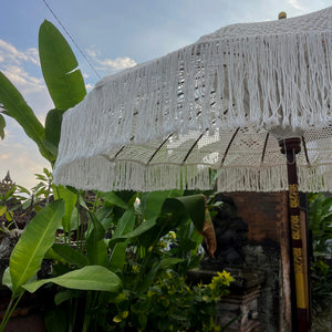 Handmade Macrame Parasol Bali with Flower Motif