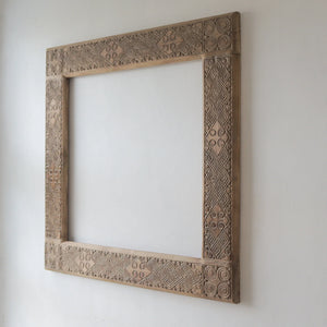 Hand carved ethnic mirror frame, made from wood, 100 cm, unique Bali design, perfect for home decor.