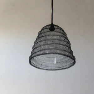 Handmade black wire pendant light with dome shape, minimalist home decor