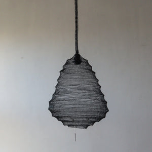 Black beehive wire mesh chandelier handcrafted in Bali, customizable design and color, free shipping available worldwide.