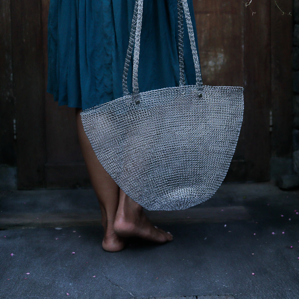 Wire Mesh Hand Woven Tote Bag