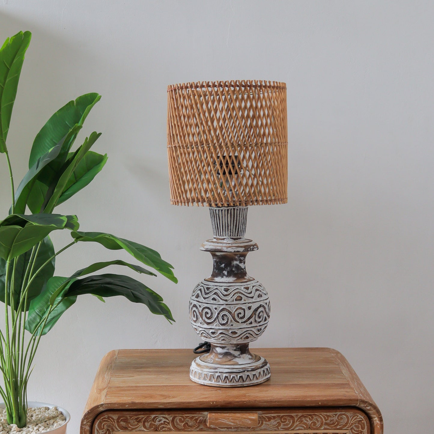 Hand carved Lamp Ethnic Motif