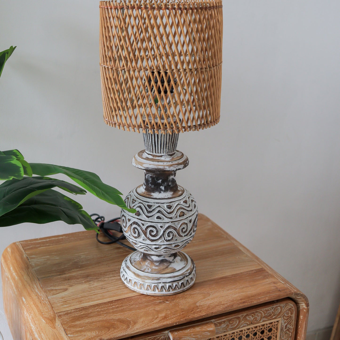 Hand carved Lamp Ethnic Motif