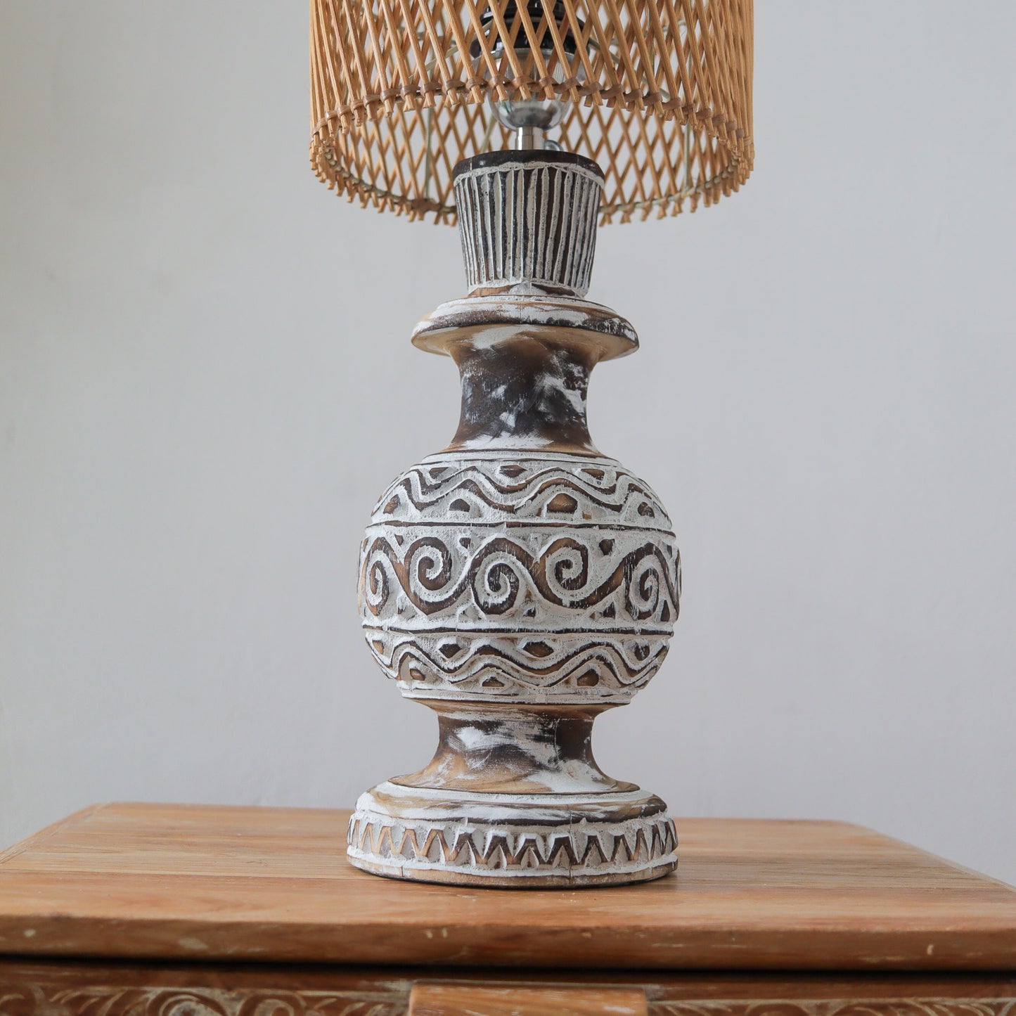 Hand carved Lamp Ethnic Motif