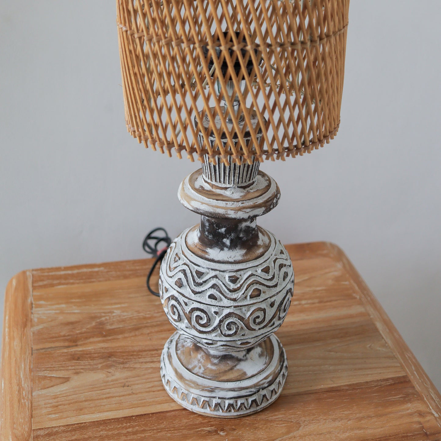 Hand carved Lamp Ethnic Motif