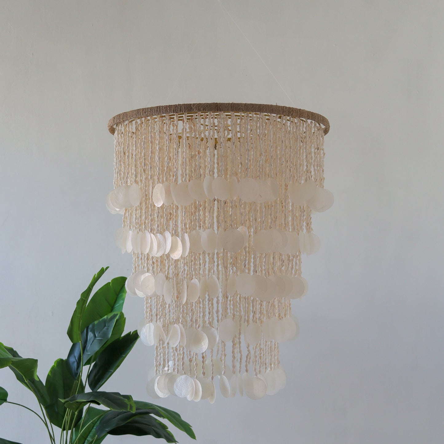 Capiz Shell Ceiling Light Tiered Modern Design