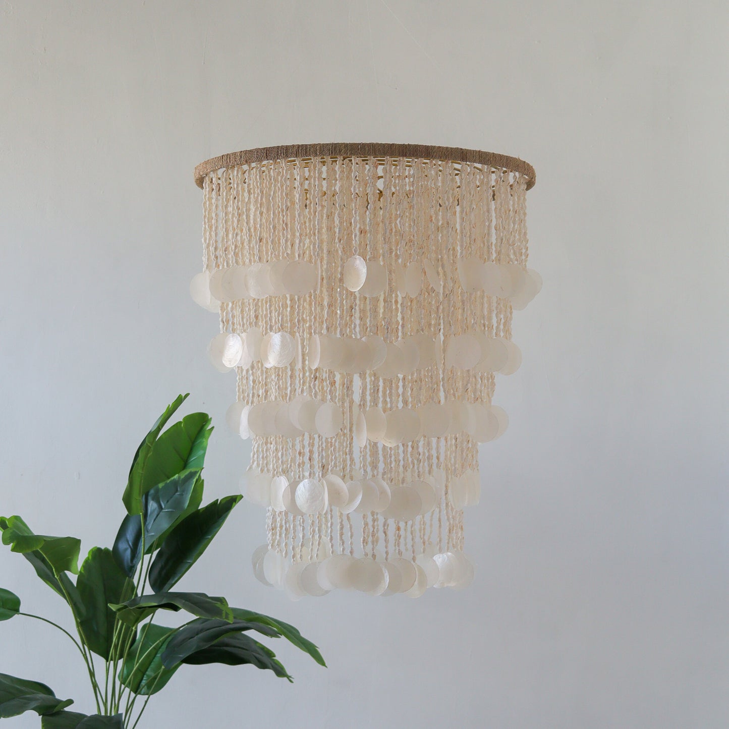 Capiz Shell Ceiling Light Tiered Modern Design