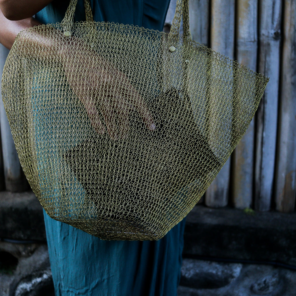 Hand Woven Tote Brass Bag