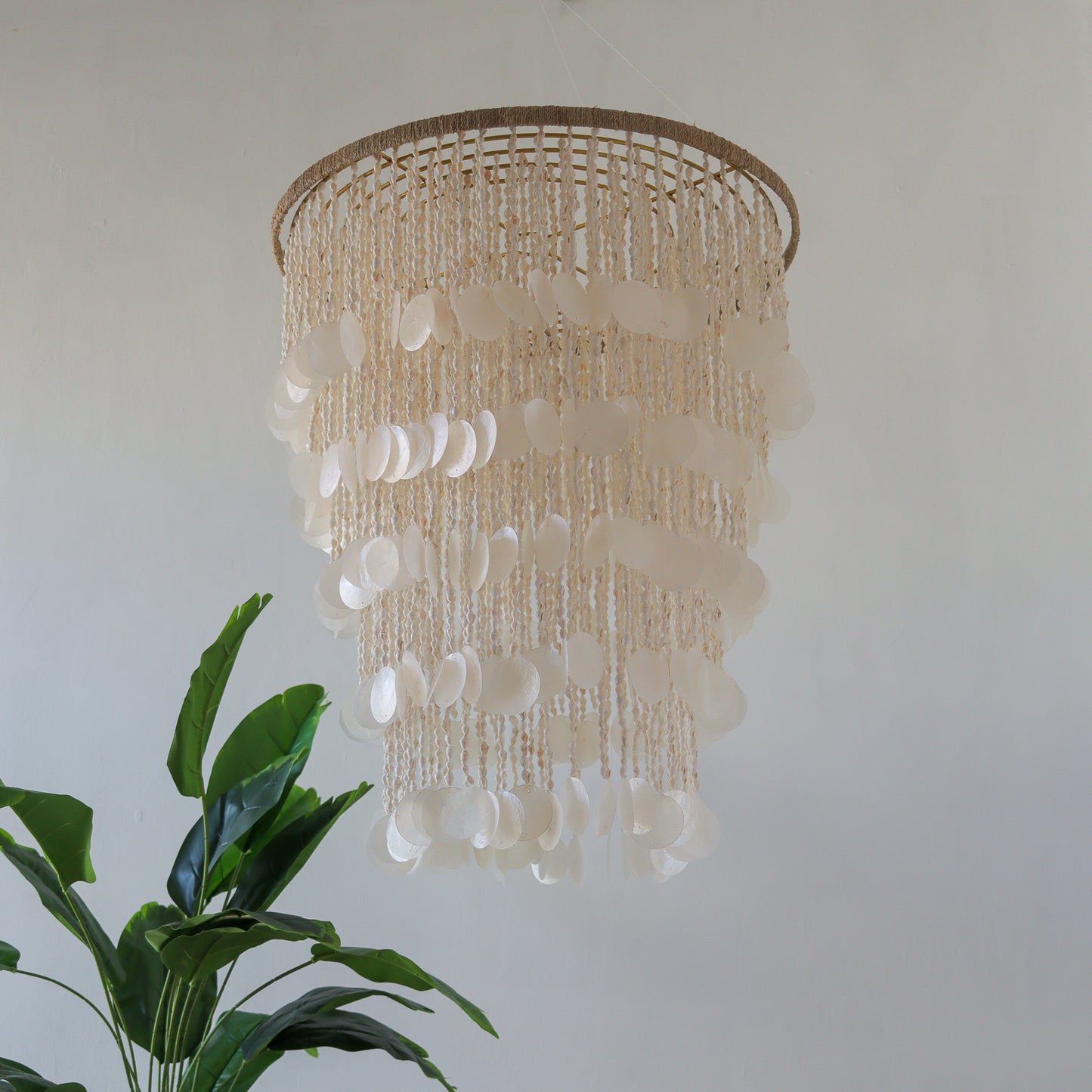 Capiz Shell Ceiling Light Tiered Modern Design